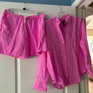 GAP Pink Linen Shirt. Great shirt and short set.
